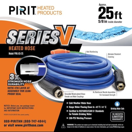 Pirit Pirit Series V 5/8 in. D X 25 ft. L Medium Duty Heated Hose PWL-05-25